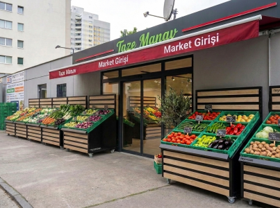 Dış Mekan Manav Reyonu  Hava Şartlarına Dayanıklı Ahşap