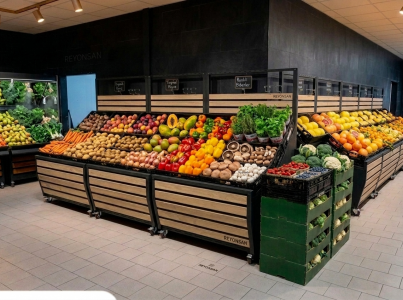 Obst- und Gemüseregale