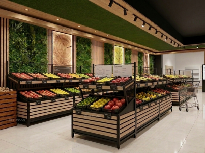RYS  02 Mirrorless Short Tier Fruit and Vegetable Display Stand