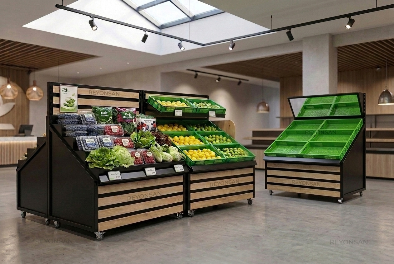 Obst- und Gemüseregale