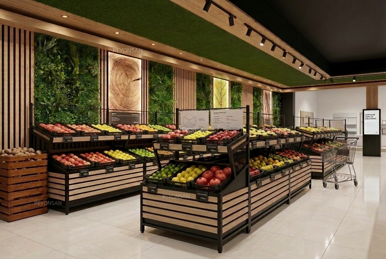 RYS 02 Mirrorless Short Tier Fruit and Vegetable Display Stand