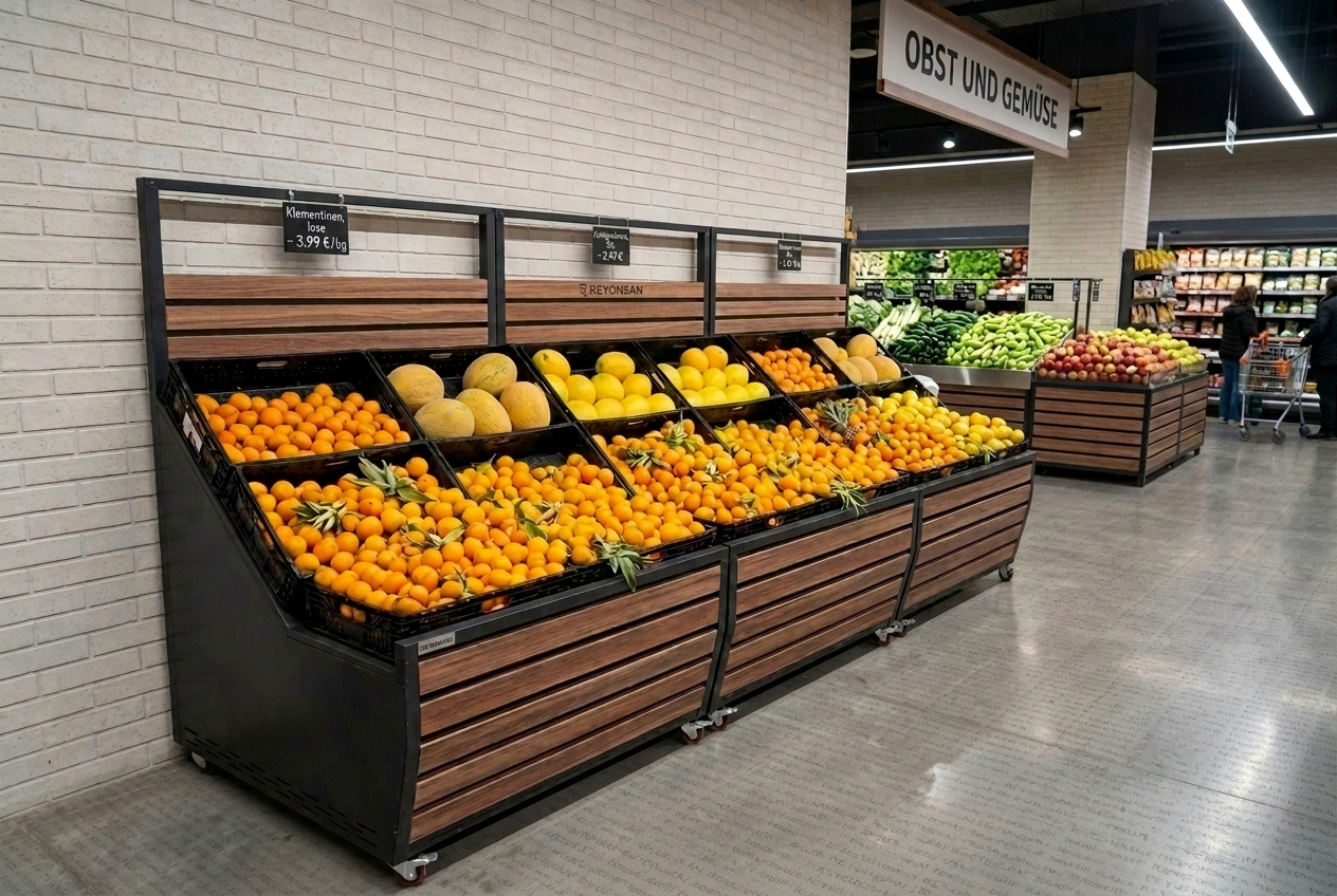 Obst- und Gemüseregale
