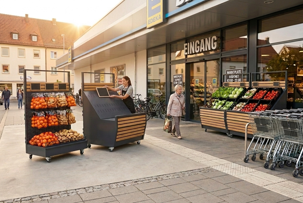 Obst- und Gemüseregale